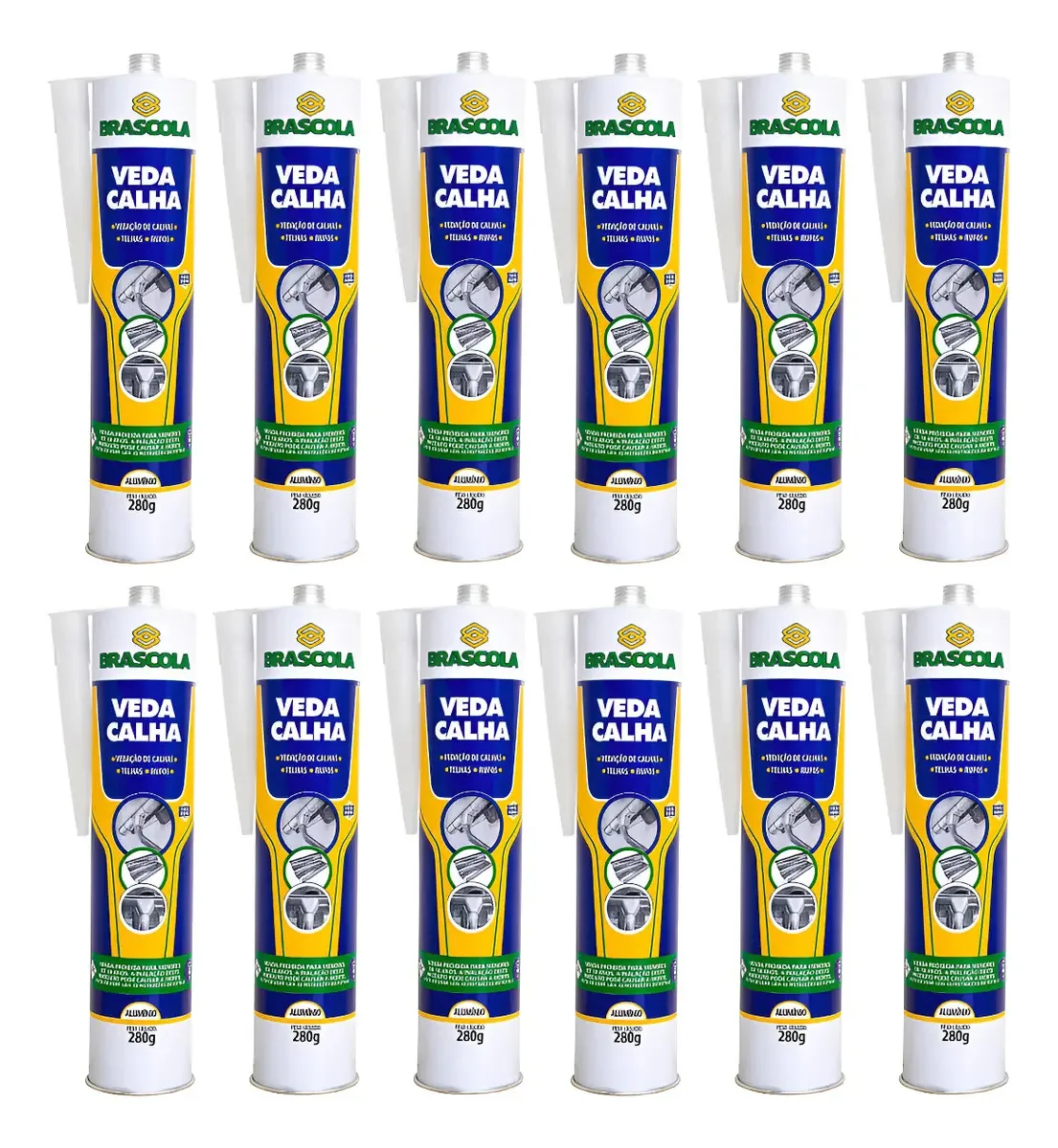 Kit Com 12 Selantes Brascola Veda Calha de Alumínio