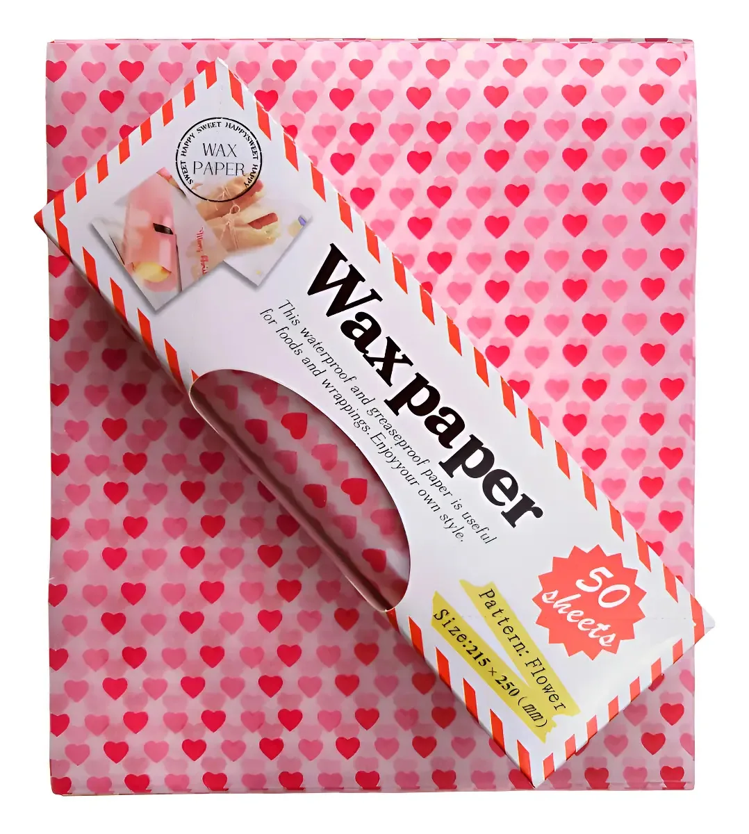 Papel Enrolar Lanches Gourmet Decorado Corações 50un