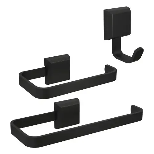 Kit De Acessórios Para Banheiros 3 Peças Lavabo De Parede Cor Preto