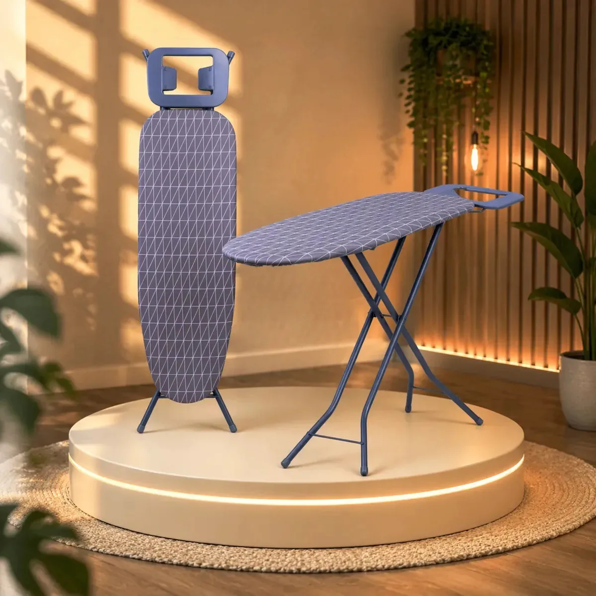 Tábua Mesa De Passar Roupa Tecido Dobrável Resistente Cor Cinza Listra