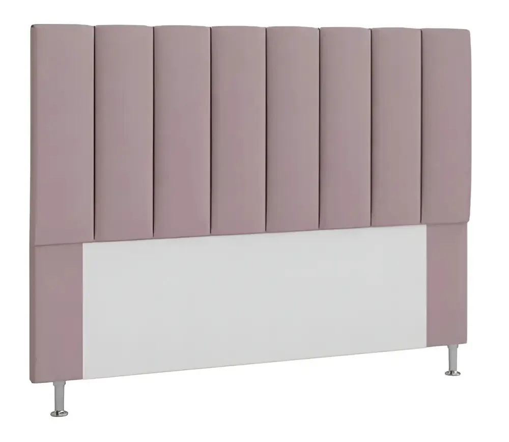 Cabeceira Estofada Suede Rosa Arte das Cabeceiras King Madeira 195cm