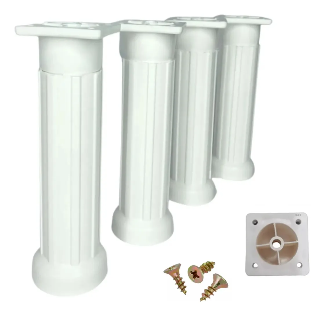 Kit 4 Pé Para Móveis Regulável 14-17cm Branco DG Ferragens