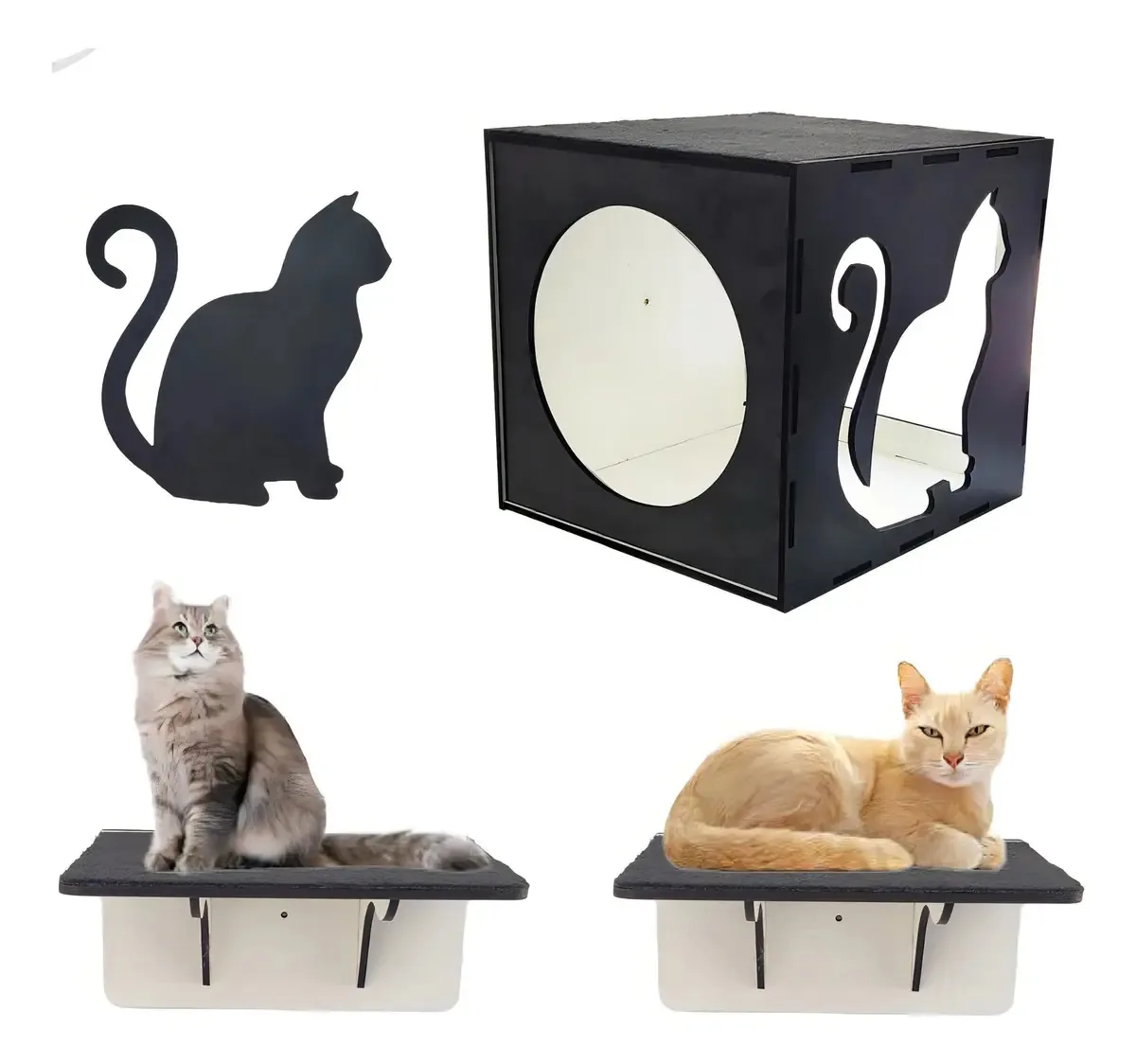 Playground para Gato Acrilplas Botucatu com Nicho e Prateleiras em MDF