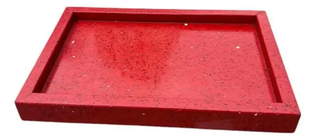 Bandeja Decorativa Casa Online Vermelho Quartzo 34x23cm Retangular