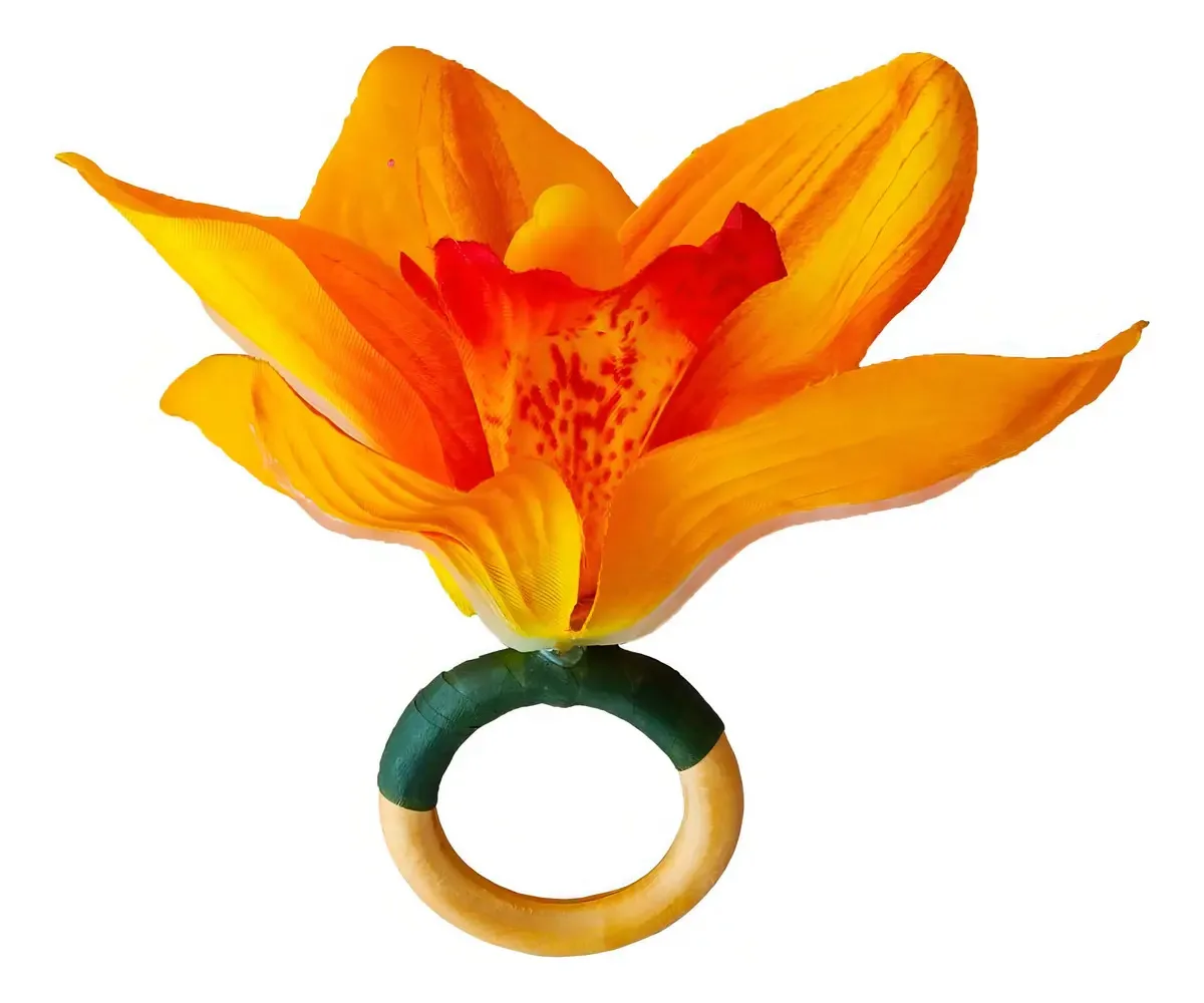 Porta Guardanapos Orquídea Oriental Laranja