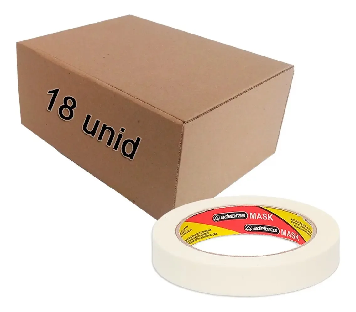 Kit 18 Fitas Crepe 710 Adelbras 18mm X 50m