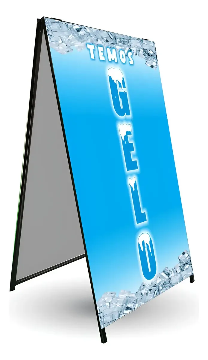 Cavalete Pronto Ferro Temos Gelo Propaganda Calçada Colorido