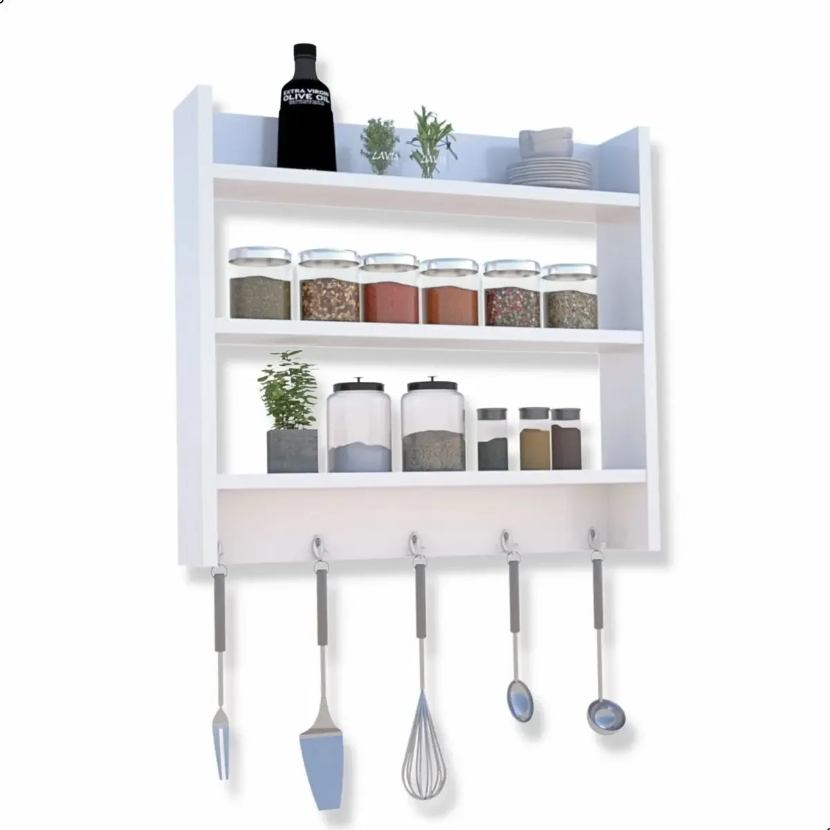 Porta Condimento De Parede Porta Temperos 5kg Por Prateleira Cor Branco