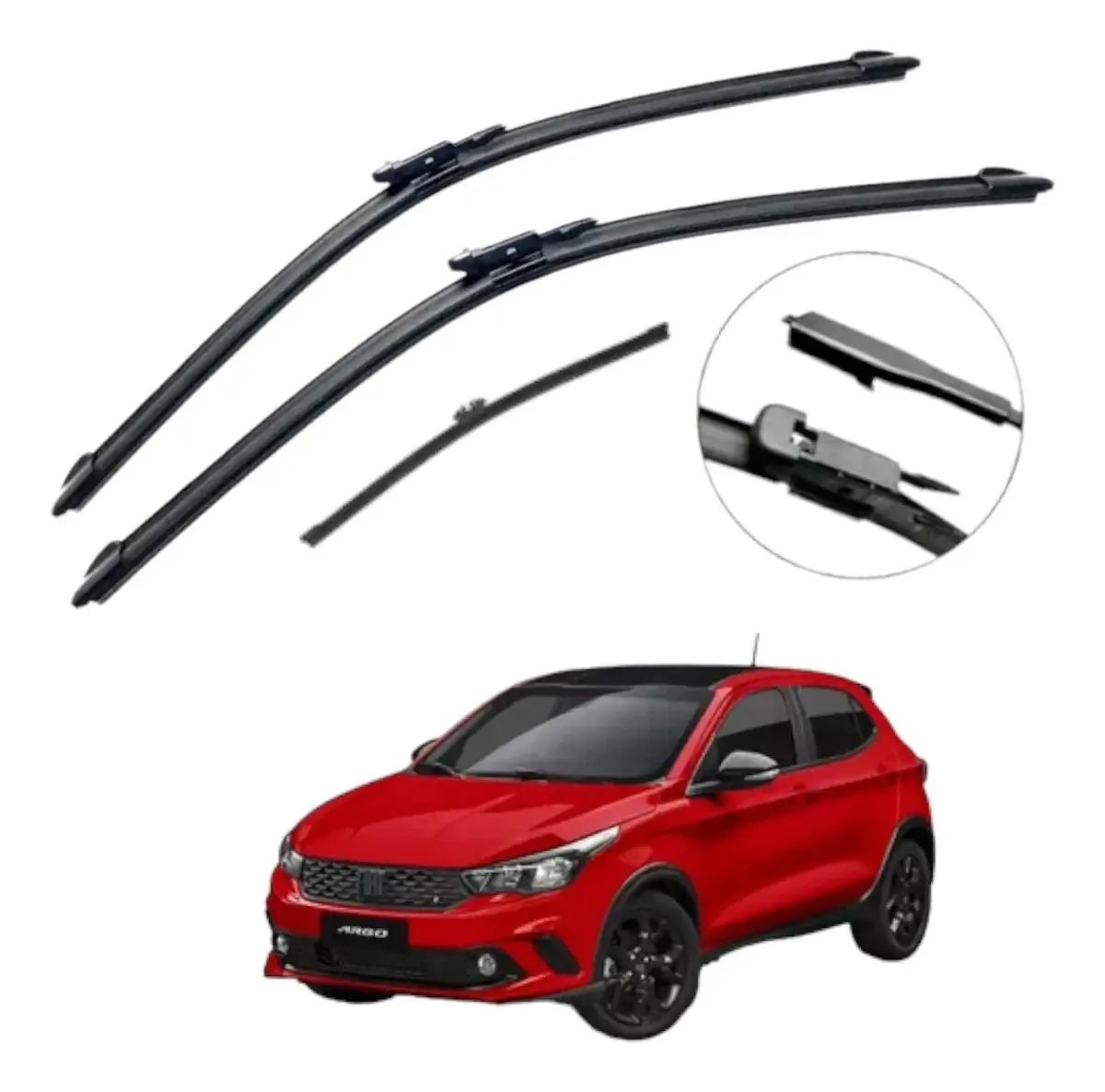 Kit Palheta Limpador Para-brisa Silicone Argo 2018 À 2022 Cor Preto