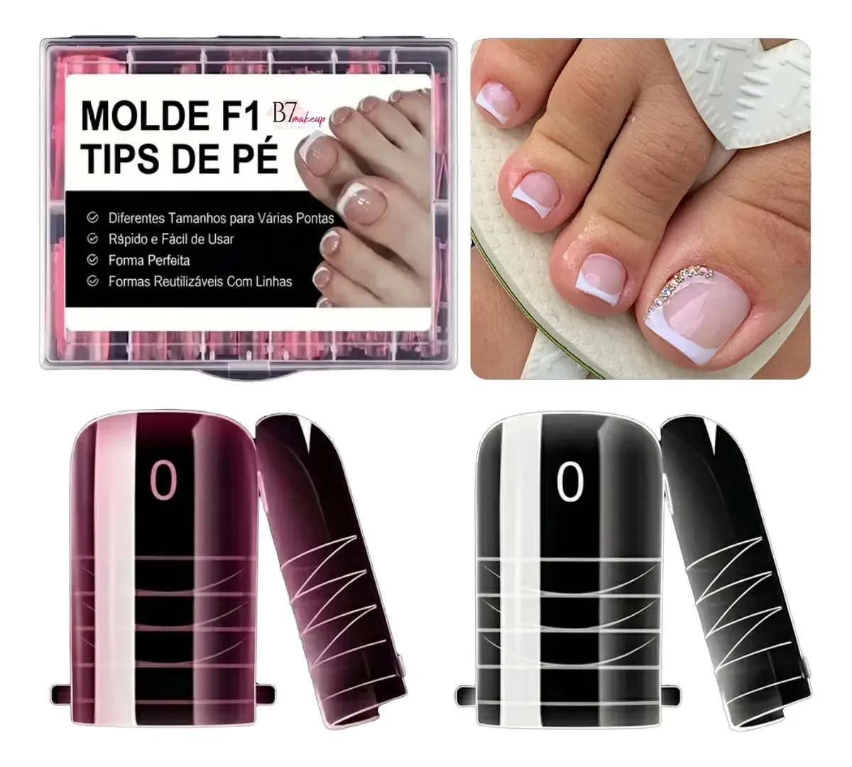 Molde F1 Unha Pé Formatos 120 Moldes 12 Tamanhos Unhas De Pé Molde F1 Unha Pe