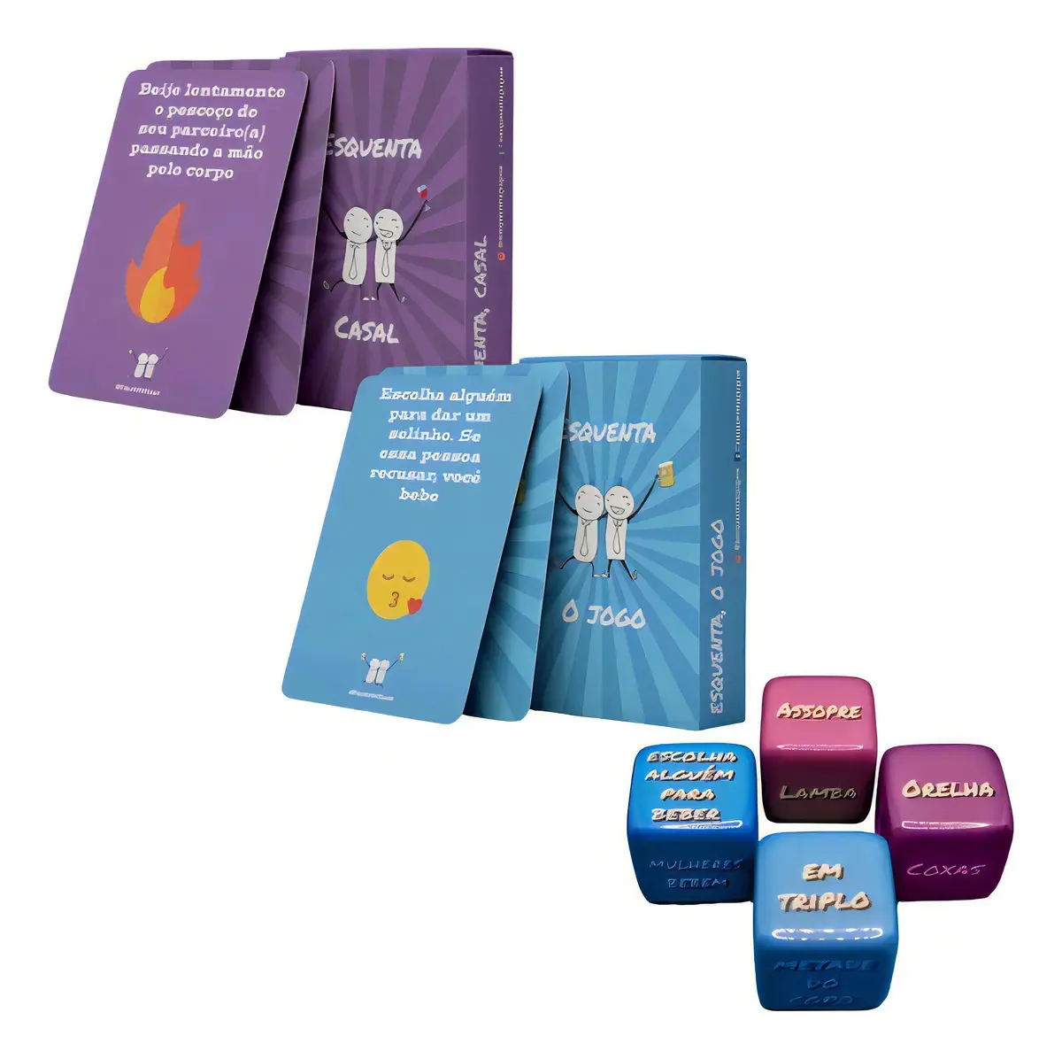 Jogo de Cartas Kit 3 Jogos Esquenta Casal Jogo Dados Esquenta Jogos