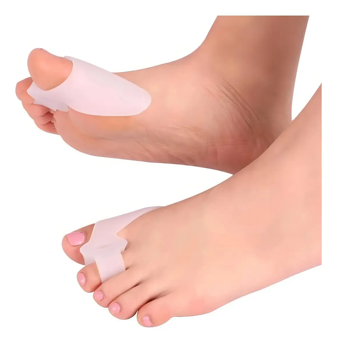 Par Protetor Joanetes Silicone Corretivo Separador Dedos Pés Cor Branco
