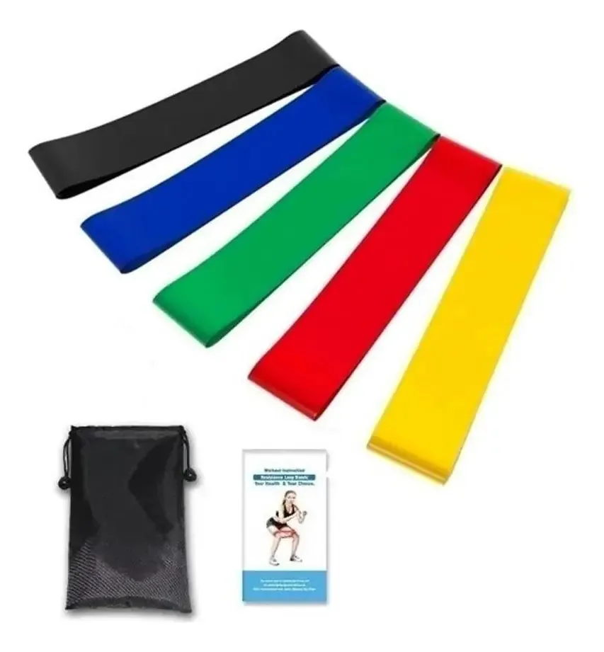 Kit 5 Faixas Elásticas Thera Band Com 5 Níveis Fisioterapia