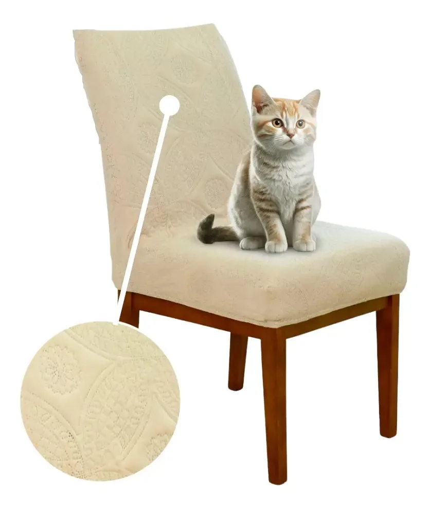 Capas Para Cadeira Kit 4 Lugares Matelada Em Tecido Duplo Cor Avelã