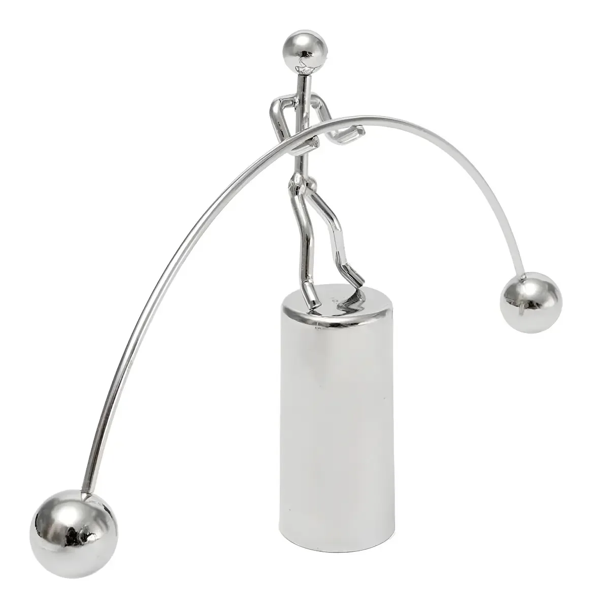 Enfeite Equilibrista Xtx Aço 6cm Prata Para Escritório Sala Mesa