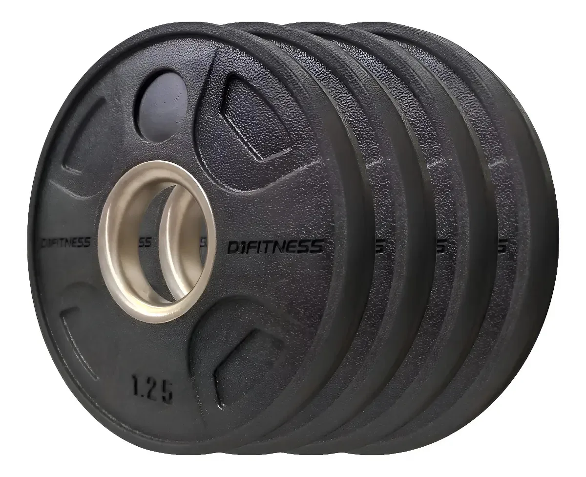 Kit 4 Anilhas Elite Emborrachada 4 Grips 1,25kg