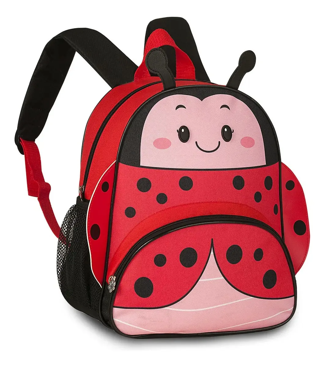 Mochila Escolar Pets Infantil Zoo Bichinhos Animais Feminina Cor Joaninha