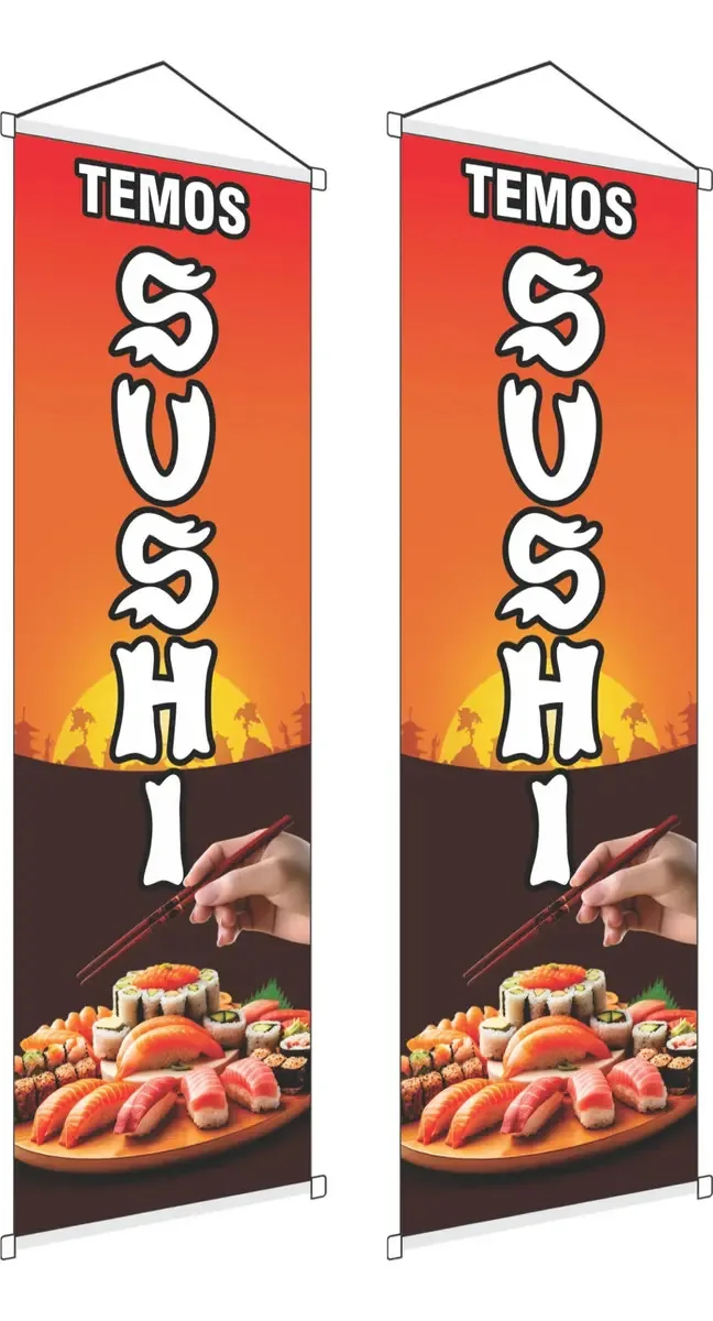 Kit 2 Banners Impressos 100x30cm - Sushi