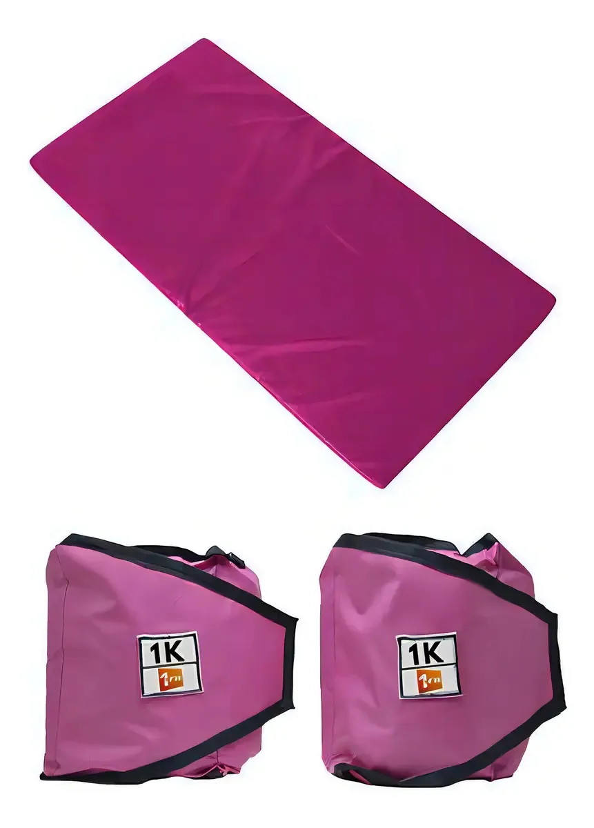 Kit Colchonete Rosa + Par De Caneleira Tornozeleira 1kg Rosa