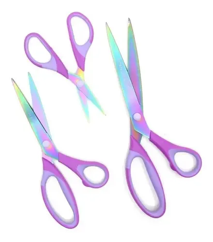 Kit 3 Tesouras Artesanato Titânio 215cm Cabo Soft Artmak Costura