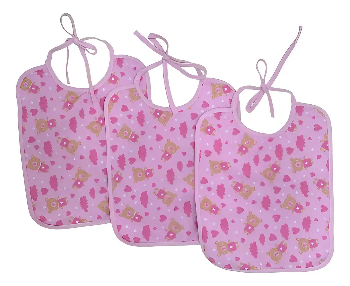 Kit 3 Babadores Algodão Koala Baby Rosa Infantil