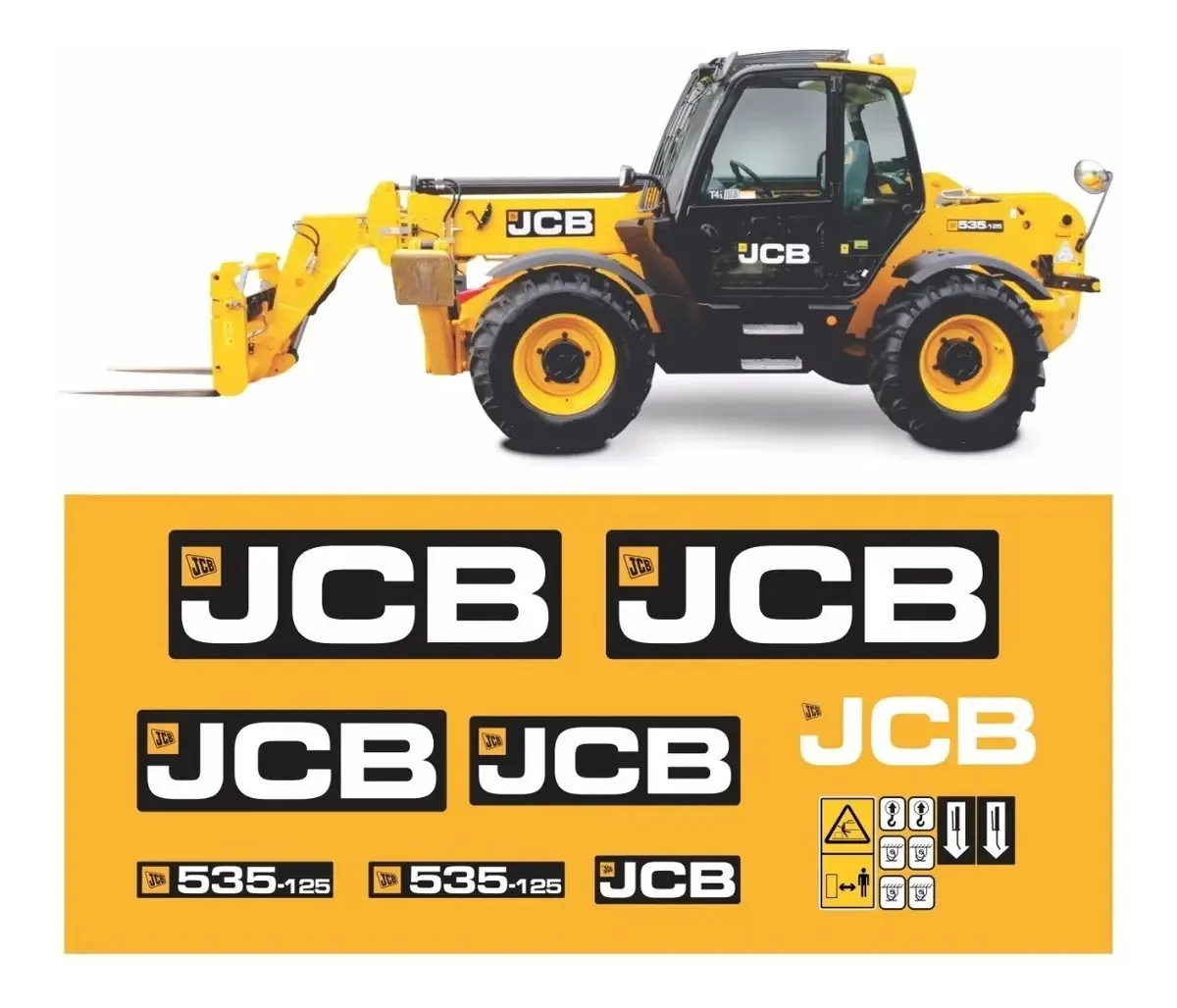 Kit Adesivos Decorativos e de Advertência para Manipulador Telescópico JCB 535-125