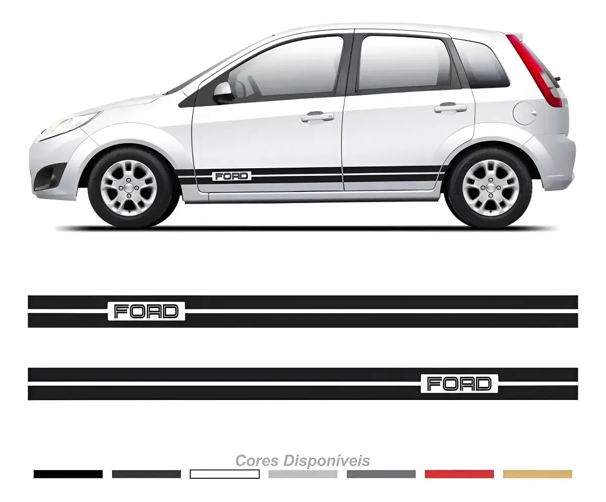 Kit de Adesivos Para Ford Fiesta Faixa Lateral Preto