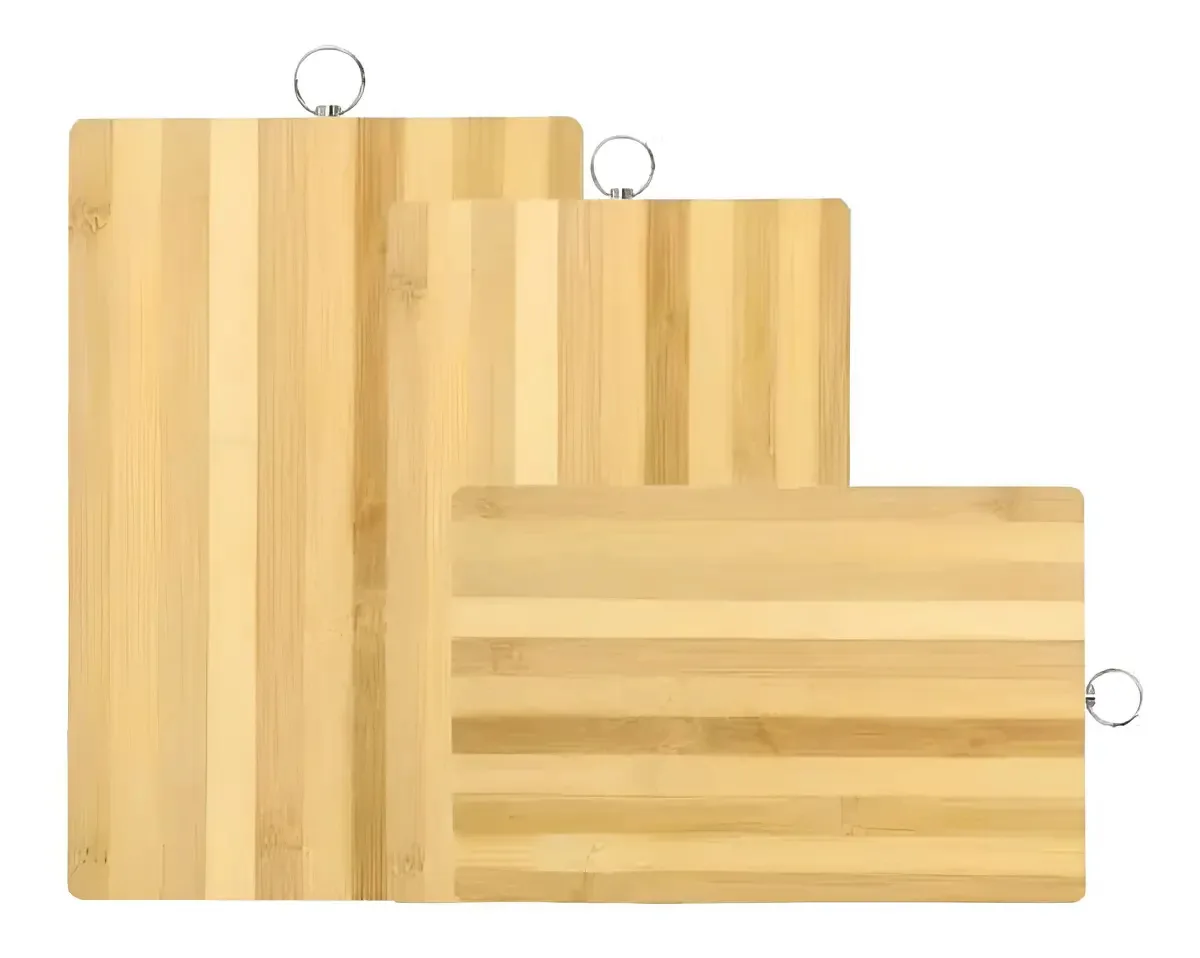 Kit 3 Tábuas De Corte Argola Pendurar Bambu 100% Ecológico