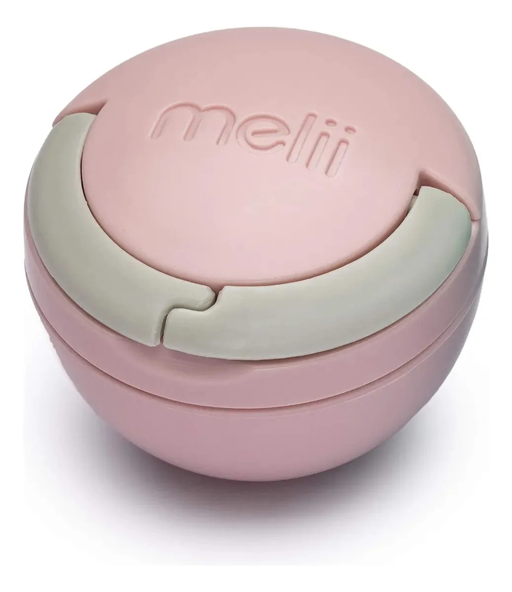 Recipiente de armazenamento Melii Pod Pacifier cinza e rosa
