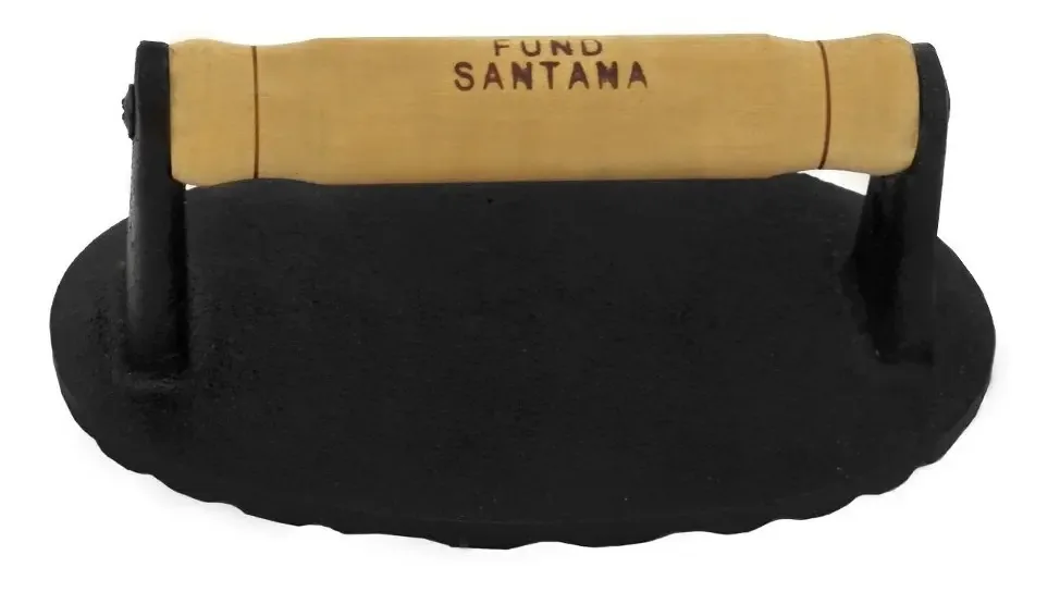 Prensa Hambúrguer Fundição Santana Ferro Fundido Preto 14cm