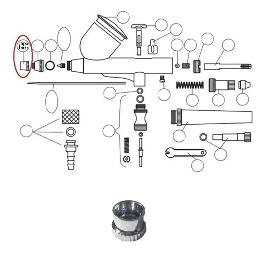 Capa A De Bico / Agulha Para Aerógrafos On57 Onetools