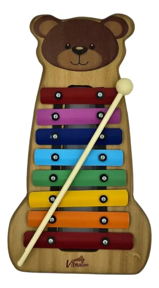 Instrumento Musical Infantil Metalofone Xilofone Urso Cor Colorido