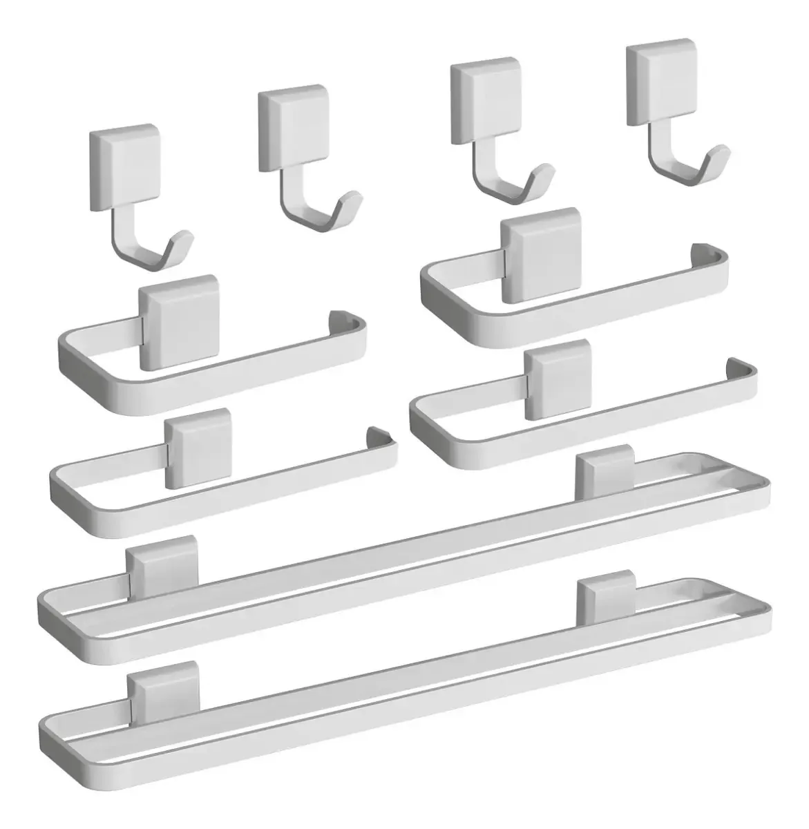 Kit De Acessórios Para Banheiros Lavabo 6 Peças + 4 Cabides Branco