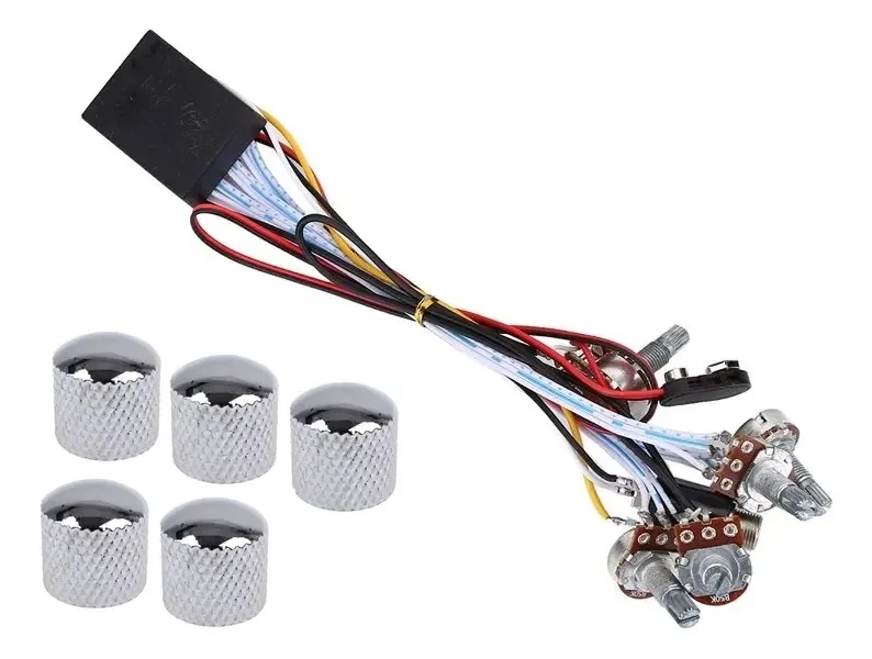 Preamp Ativo Baixo Elétrico 5 Pot + 5 Knob Metal Cromado