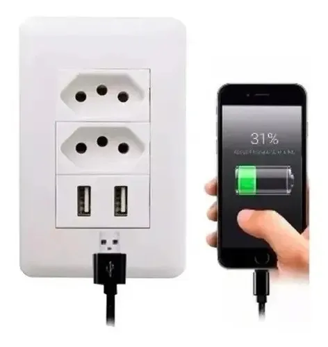 Tomada Parede Entradas Usb Carregador Universal Dispositivo