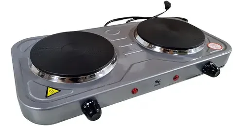 Fogareiro Elétrico Cooktop 2 Bocas Portátil 2000w Camping Cor Cinza