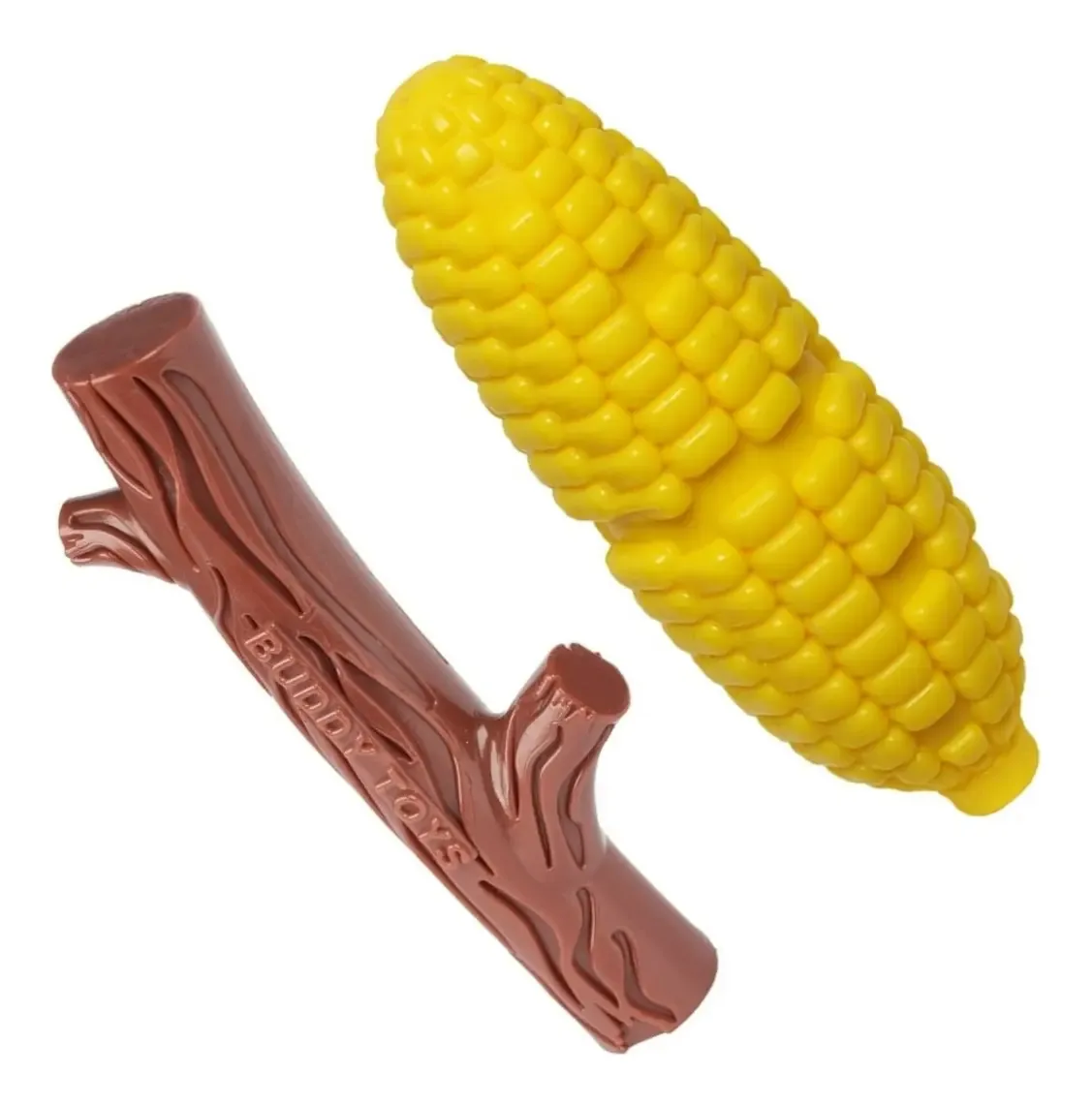 Kit 2 Brinquedos Buddy Toys Nylon Cães Graveto e Milho