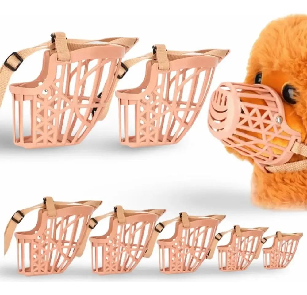 Kit 7 Focinheiras Plástica Ajustável Cachorro Tamanho 1 Ao 7 Cor Bege Tamanho Kit 07 Unidades