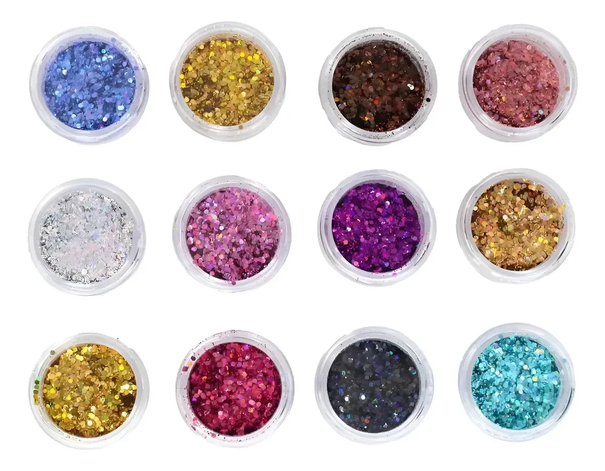 12 Glitter Encapsulado Flocado Pedrarias Caviar Strass Unhas