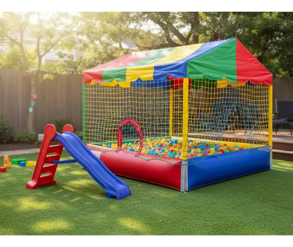 Brinquedo Piscina Bolinhas 1,5x1,5 + Super Escorregador Azul