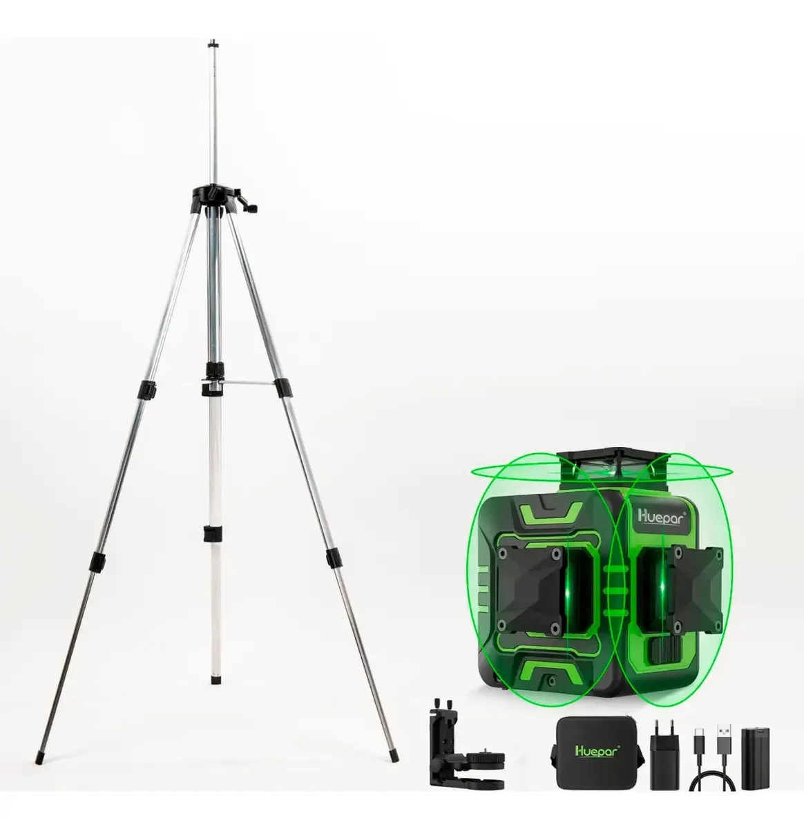 Nível A Laser Huepar 12 Linhas Verde A Bateria Recarregável