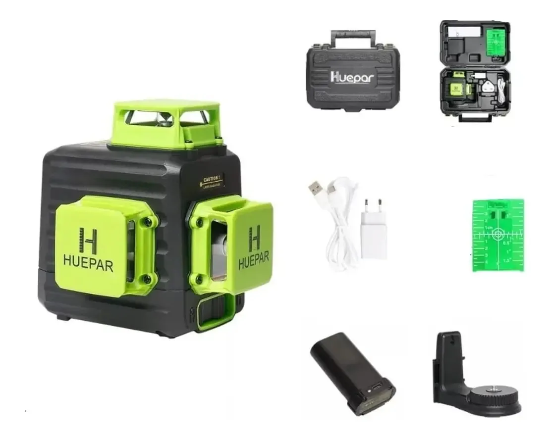 Nível A Laser Huepar 12 Linhas Verde Recarregável Com Maleta