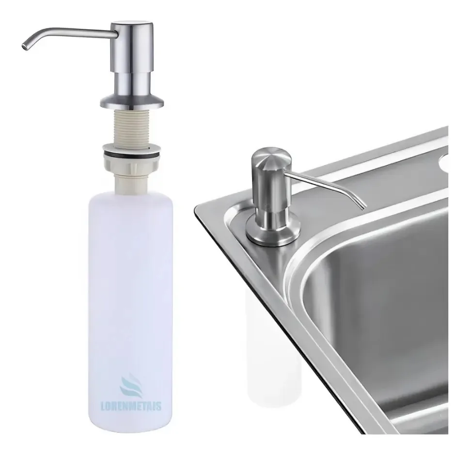 Dispenser Recarregável Para Detergente E Sabonete Cor Prateado
