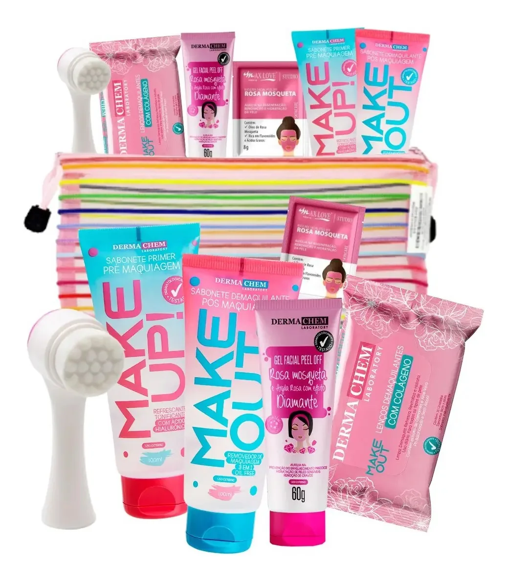 Kit Limpeza Cuidado De Pele Completo C/ Necessaire E Escova