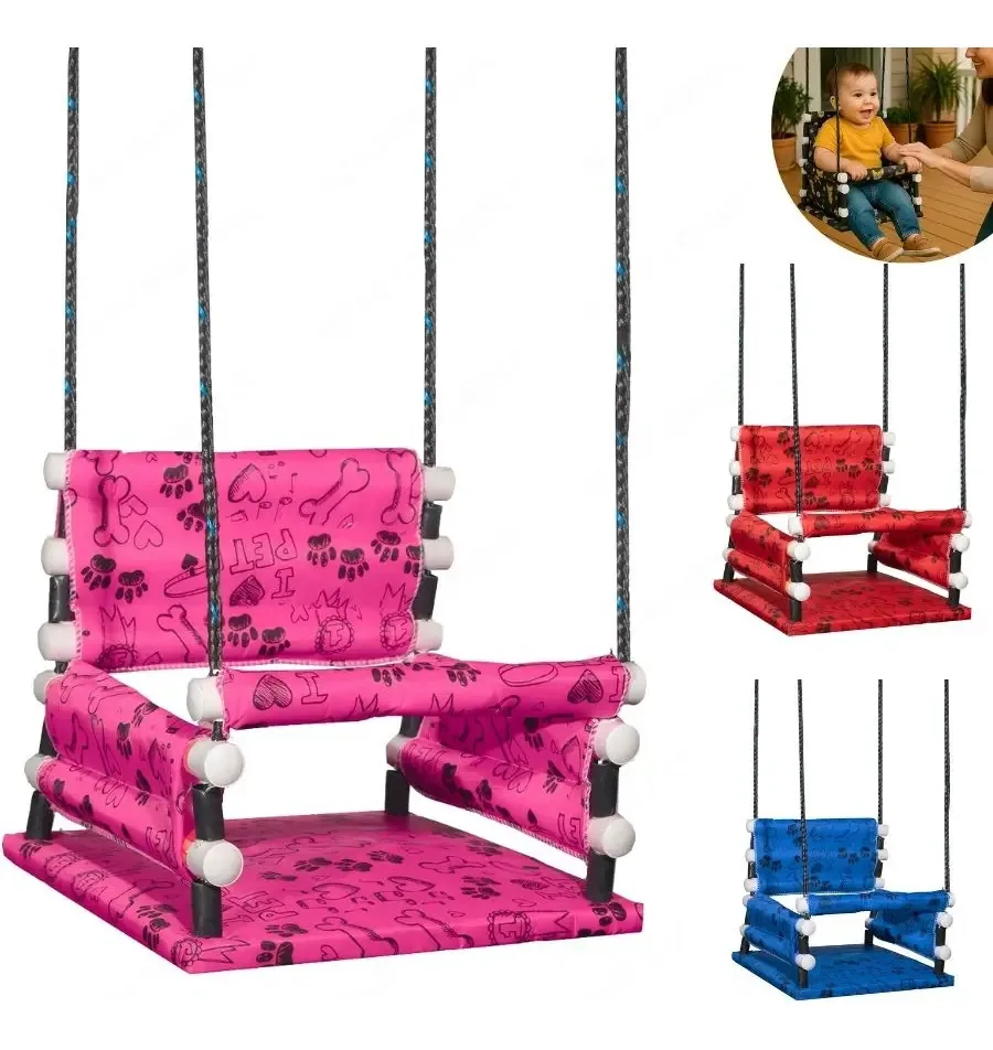 Balanço Cadeirinha Infantil Criança De Madeira Cores Cor Vermelho