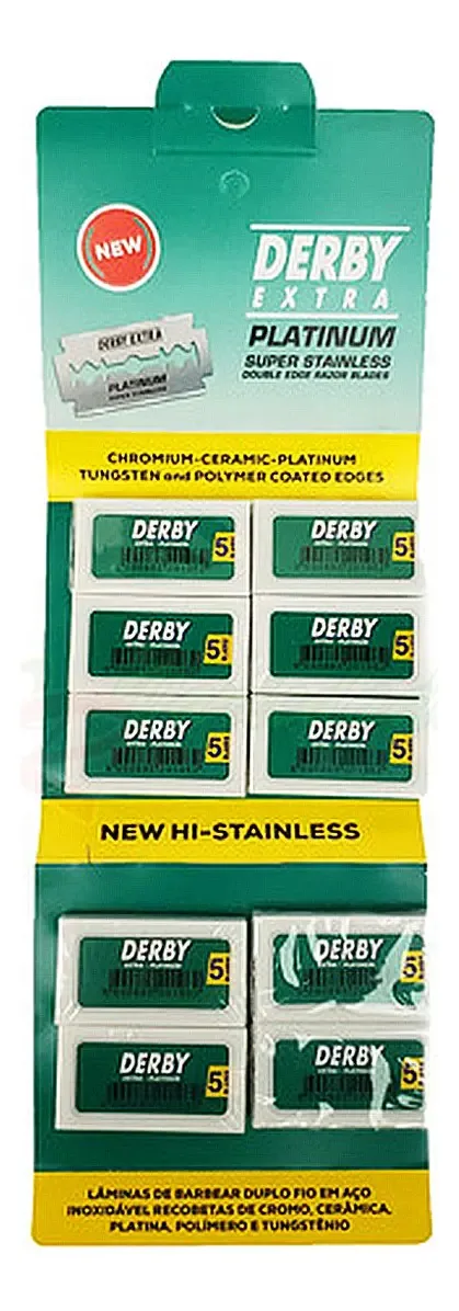 Kit 100 Lâminas Derby Extra Platinum Original Atacado
