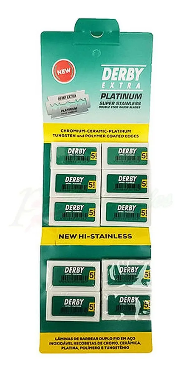 Lmina De Barbear Navalha Kit C50 Lminas Derby Platinum