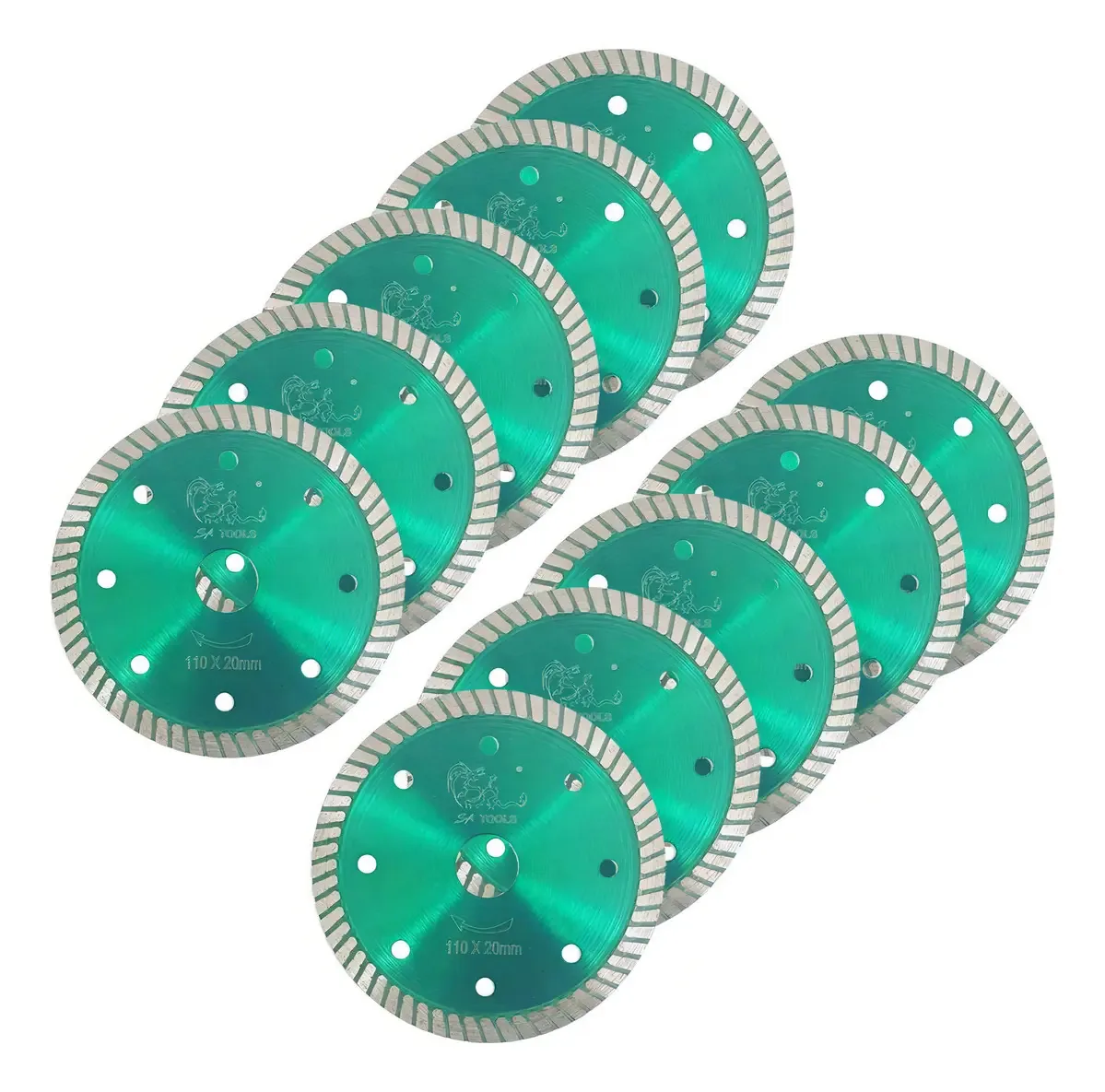 Kit 10 Discos Diamantados Turbo 110mm Ultra Fino Porcelanato