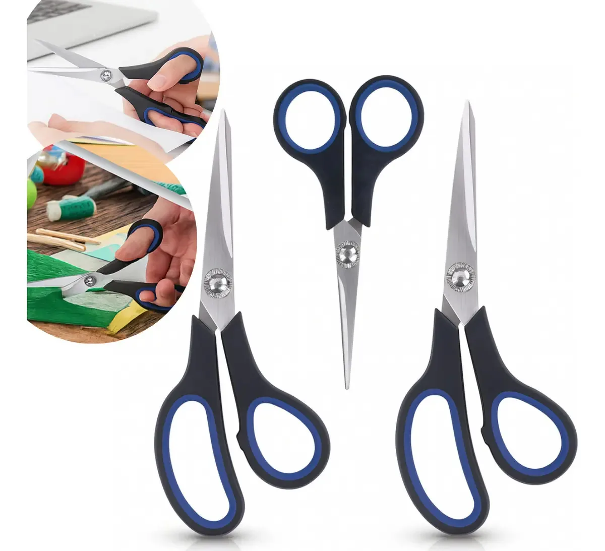 Kit 3 Tesouras Aço Inox Corte Costura Profissional Artesanato E Domestico Gurumania