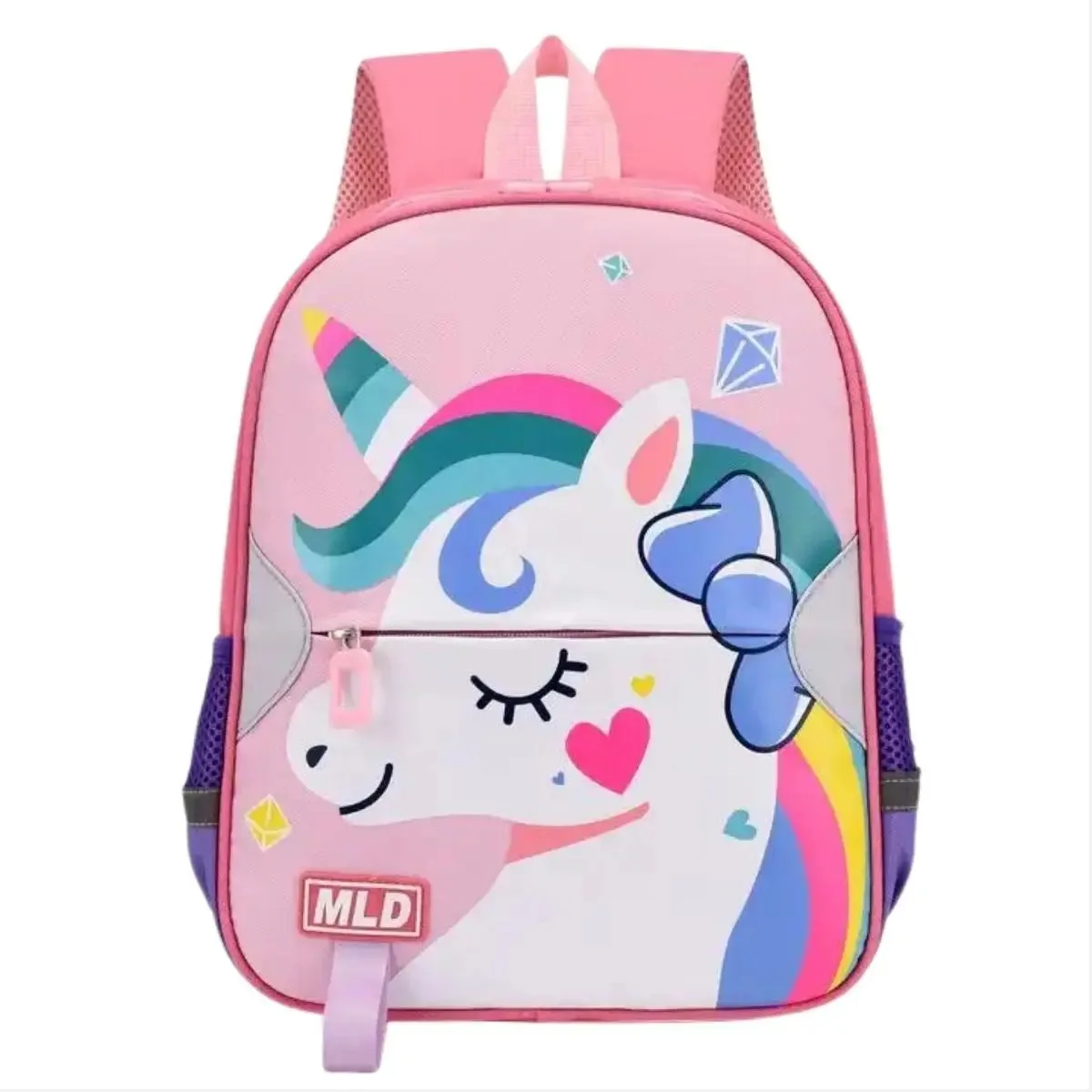 Mochila Para Criança Desenho Fofa Passeio Escolinha Creche Cor Rosa Desenho do tecido Unicórnio
